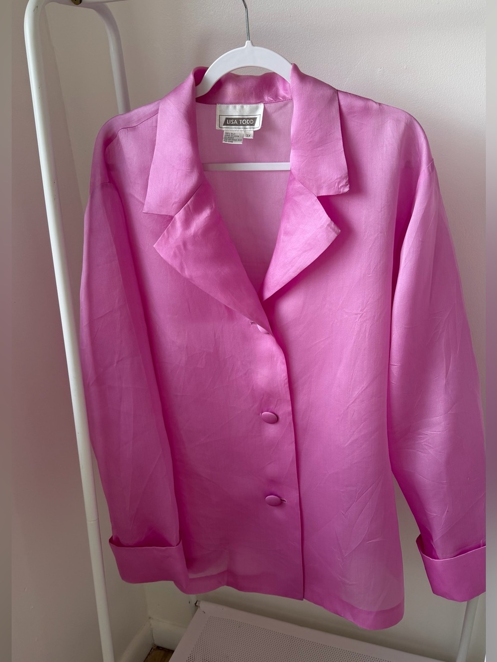 Lisa Todd Vibrant Pink Silk Button-Down Shirt